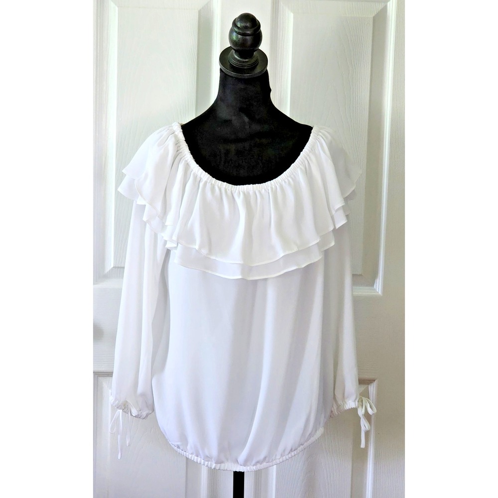Women's On or Off Shoulder Peasant Blouse by Michael Kors in White Size Large